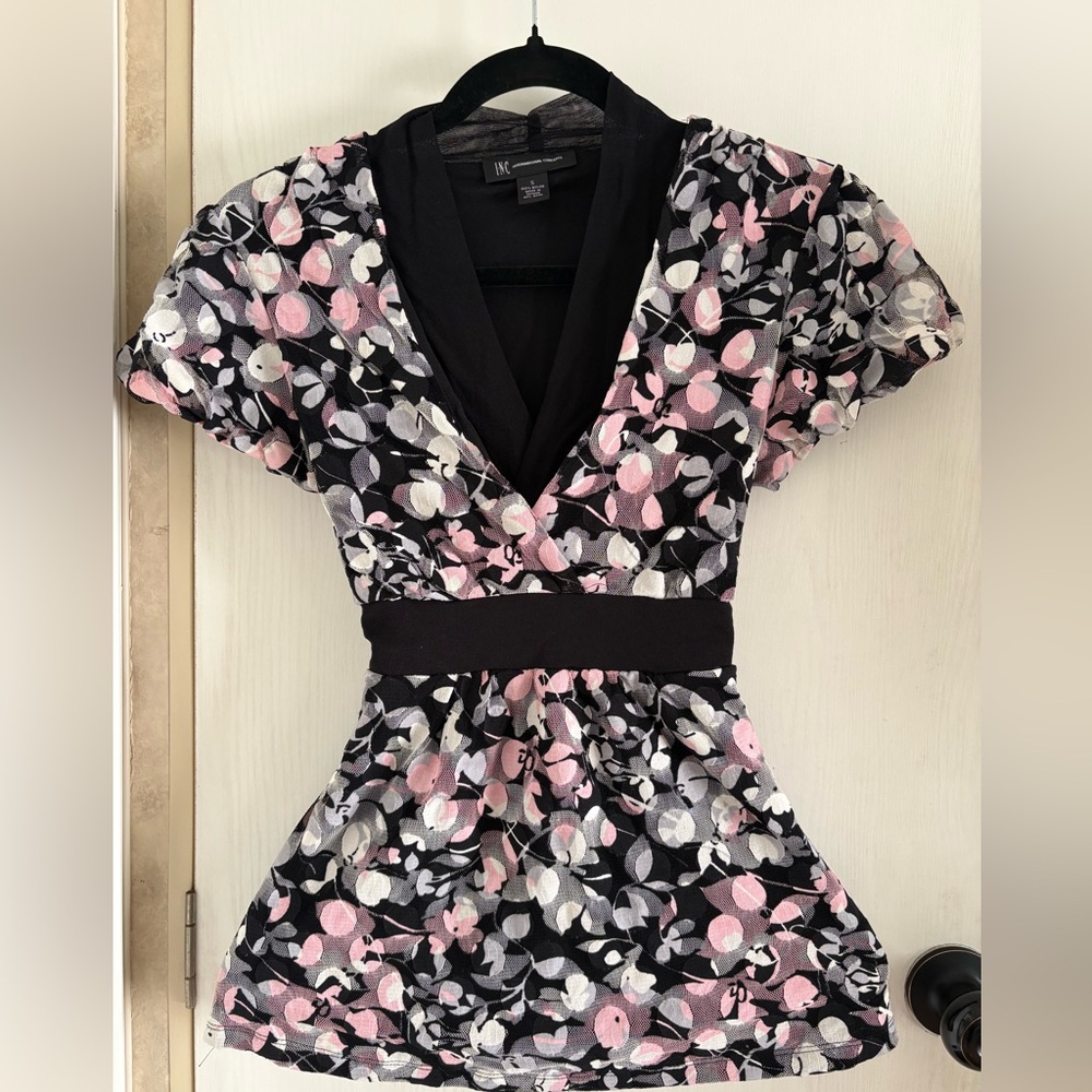 Black and pink floral blouse